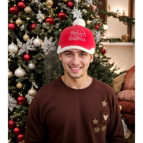 Merry Christmas Hat for Unisex Adults, Embroidered Adjustable Xmas Holiday Hat - Picture 2 of 7